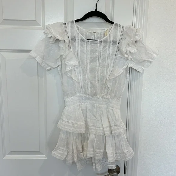 LoveShackFancy Natasha Heritage Mini Dress White Lace Detail Dress Size P (00) - Picture 2 of 8